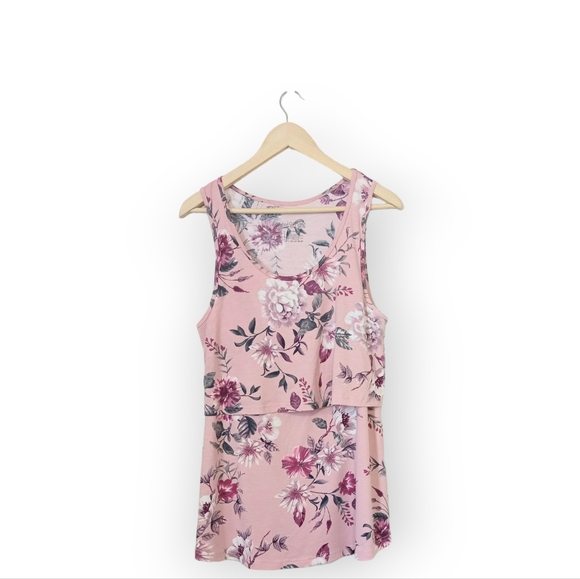 Latched Mama Tops - Latched Mama pink floral breastfeeding maternity tank top size XL